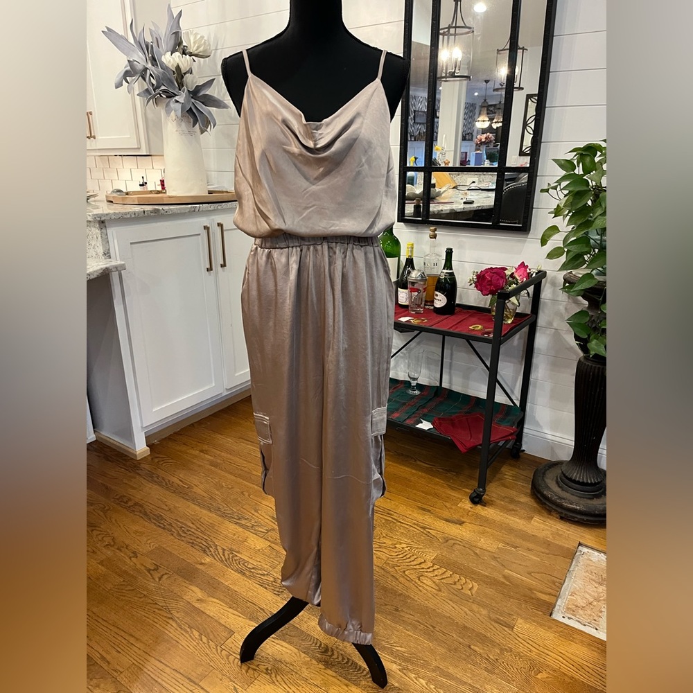 Skies are Blue tan jumpsuit, Med